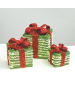 SET "GREEN SILVER RATTAN GIFT BOX, RED BOW" 90(20+30+40) WW MINI ΛΑΜΠ. ΜΠΑΤ. 3*3ΑΑ IP20 18,24,30CM ACA X1190114