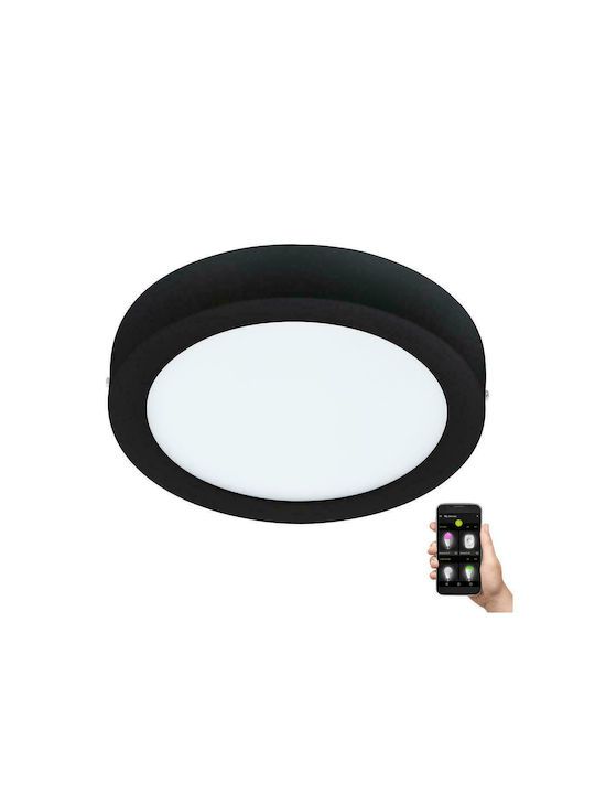 Πλαφονιέρα Οροφής IP44 Ø27cm LED 16,5w 2250lm 2700-6500K Remote-App Μαύρο Eglo Fueva-Z 900108