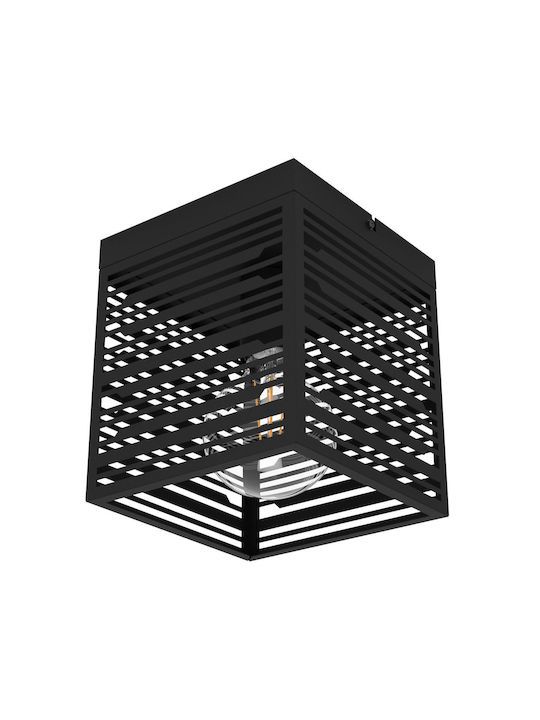 Eglo Piedritas Μοντέρνα Μεταλλική Πλαφονιέρα Οροφής με Ντουί E27 σε Μαύρο χρώμα 18cm 900355