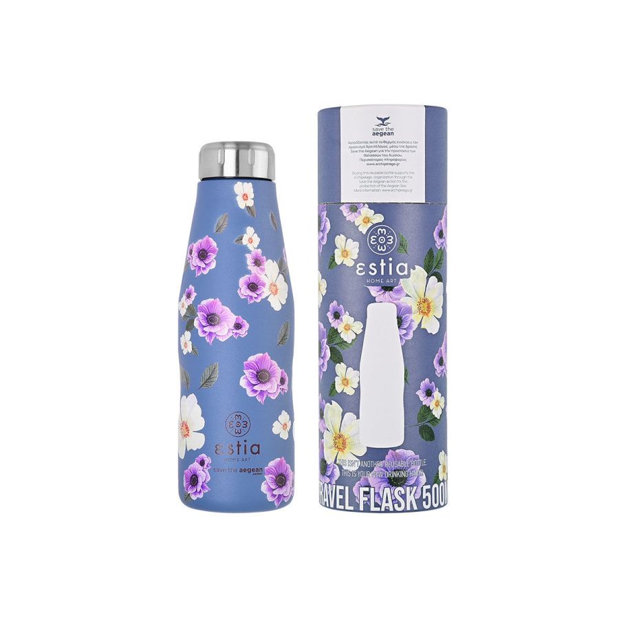 Θερμός Travel Flask Save the Aegean 500ml Garden Blue Estia Home Art 01-16654