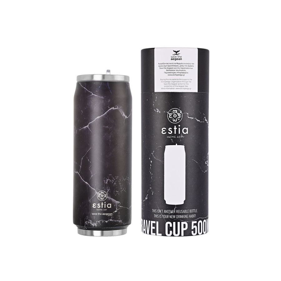 Θερμός Travel Cup 500ml Save the Aegean Pentelica Black Estia Home Art  01-16760