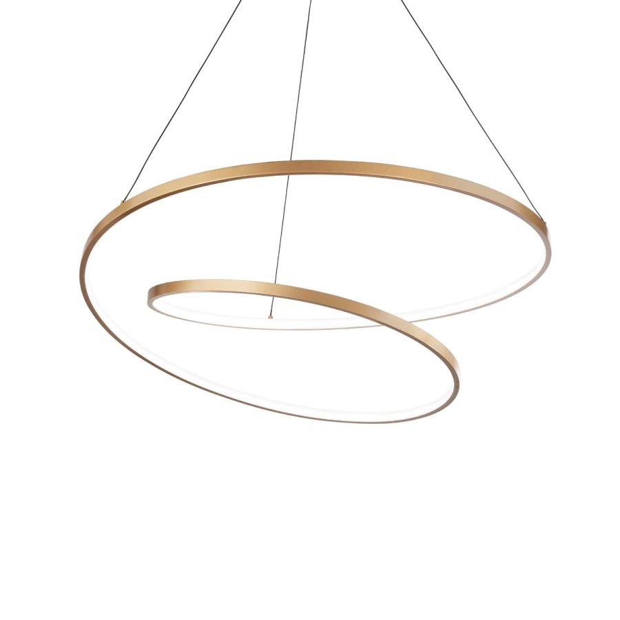 Φωτιστικό Κρεμαστό Ø600x150xΗ2150mm Led 48w 3000K 5300lm Brushed Brass Ideal Lux Oz SP D60 On Off 269443