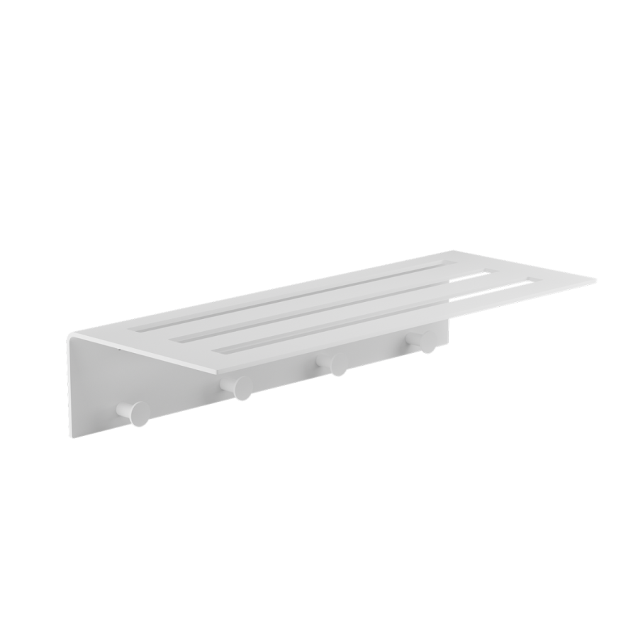 Ραφιέρα με Άγκιστρα Επίτοιχη W600xD240xH120mm Stainless Steel White Mat Verdi Strantza 7231301