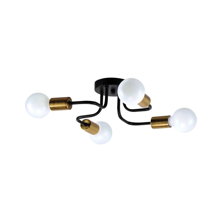 KQ 2633/4 MILES BLACK AND BRASS GOLD CEILING LAMP Δ4 HOMELIGHTING 77-8097
