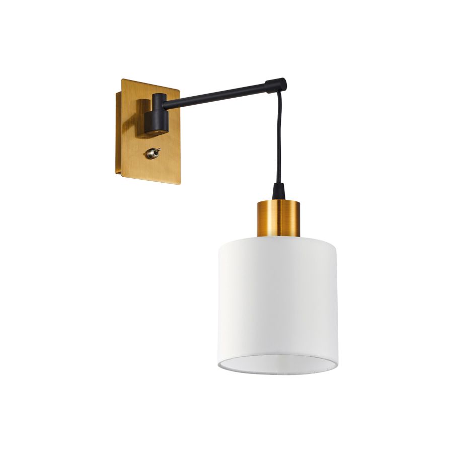 SE21-GM-9-SH1 ADEPT WALL LAMP Gold Matt and Black Metal Wall Lamp White Shade+ HOMELIGHTING 77-8875