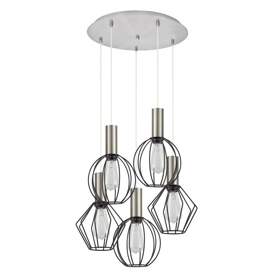 SE21-NM-4-5BL-GR12 ADEPT FLEX Nickel Matt Pendant Black Metal Grid+ HOMELIGHTING 77-8921