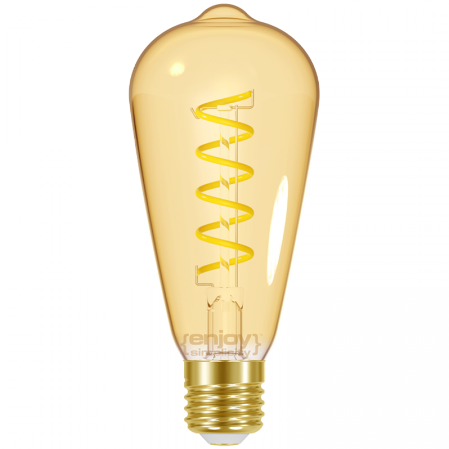 Λαμπτήρας Led Filament Amber Spiral ST64 E27 4,8w 2000K 350lm Ø64xH145mm Enjoy EL825202