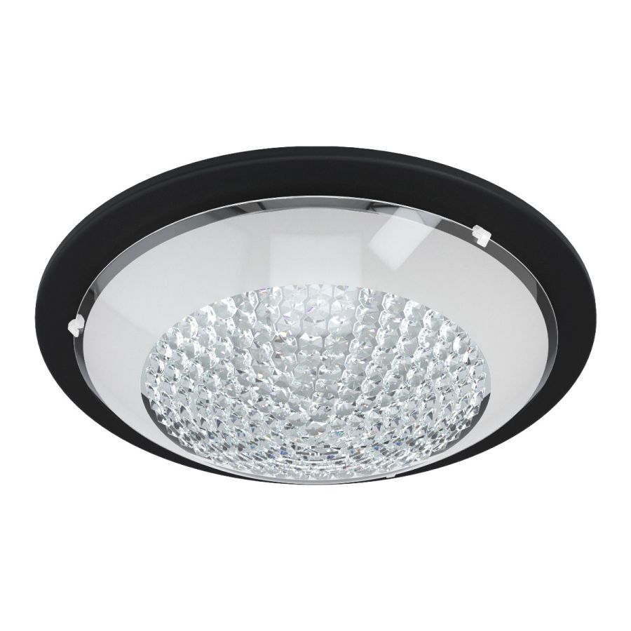 Πλαφονιέρα Οροφής Ø37 εκ. Led 16 w Warm White 1500lm Μαύρο με Κρυσταλλάκια Eglo Acolla 1 99357