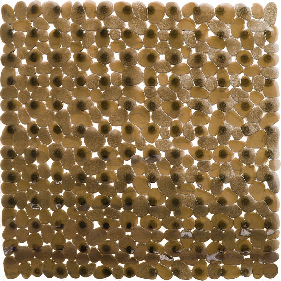 Πατάκι Μπάνιου Αντιολισθητικό 54x54cm Little Pebbles Καφέ Ημιδιάφανο San Lorentzo 8090BROWN