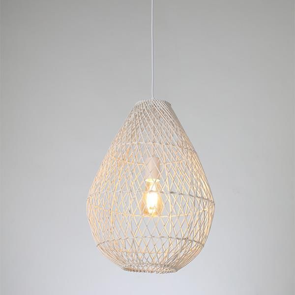 Φωτιστικό Κρεμαστό Ø37xH200cm 1xE27 Rattan Ψάθα Λευκό Eurolamp 144-33018