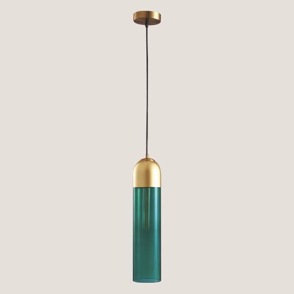 Φωτιστικό Κρεμαστό Ø10xH190cm 1xE14 220V 50/60Hz Gold & Green Glass Eurolamp Arte Illumina 144-40011