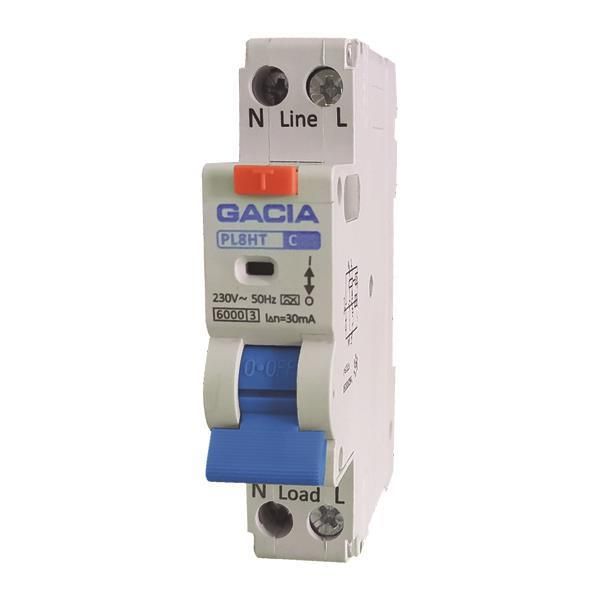 ΡΕΛΕ RCBO ΜΟΝΟΠΟΛΙΚΟ 6A 6KA 30mA 1+N GACIA TYPE B Eurolamp 500-43550