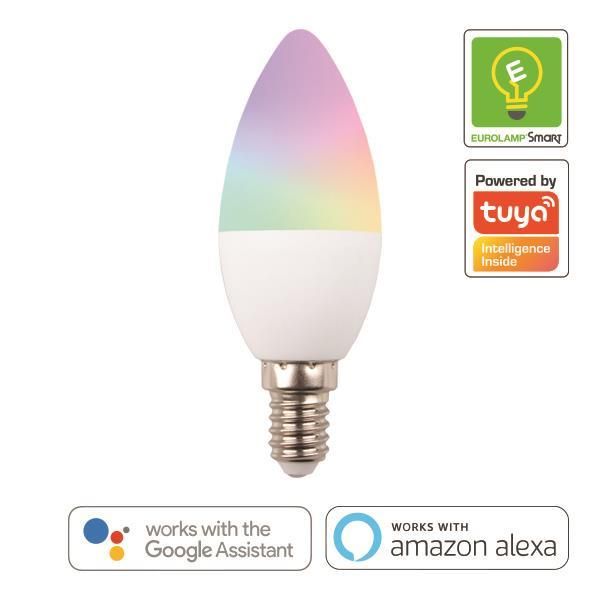 ΛΑΜΠΑ LED SMART WiFi ΚΕΡΙ 6W Ε14 RGBW 220-240V Eurolamp 147-77902