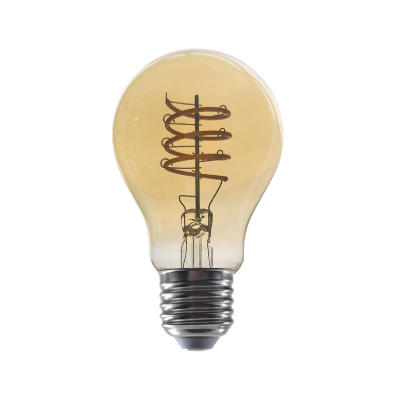 LED FILAMENT E27 DIM A60 AMBER SPIRAL 4W 1800K 230V AC 270LM RA80 ACA ELIOR4WWSDIMAM