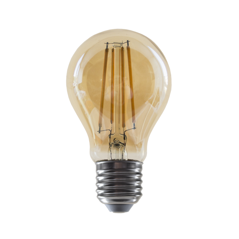 LED FILAMENT E27 DIM A60 AMBER 8W 2700K 230V AC 900LM RA80 ACA ELIOR8WWDIMAM