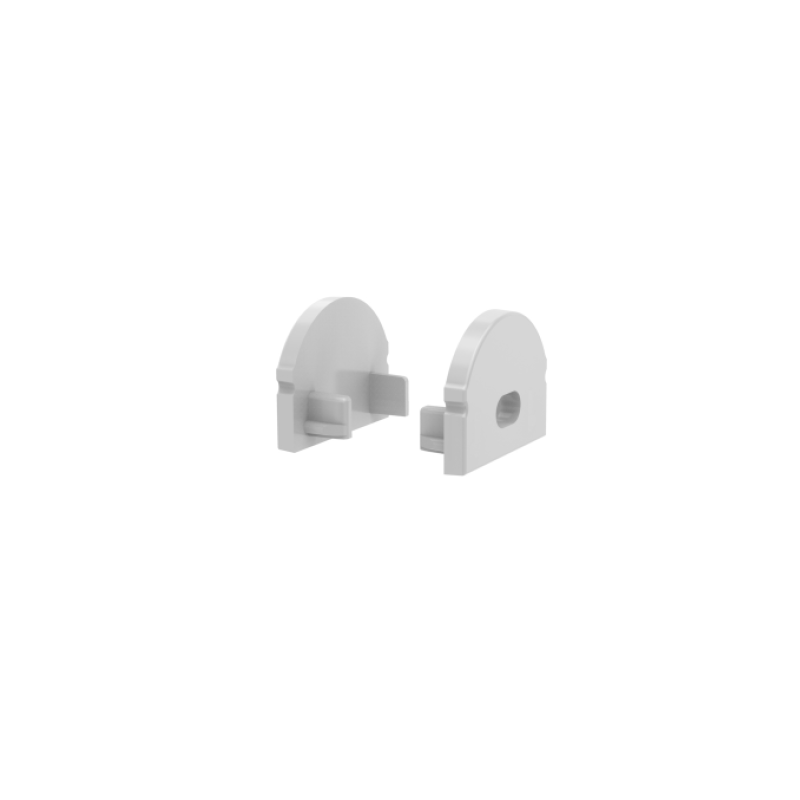 SET OF GREY PLASTIC END CAPS FOR P2LA, 1 WITHOUT HOLE & 1 WITH HOLE ACA EP2L