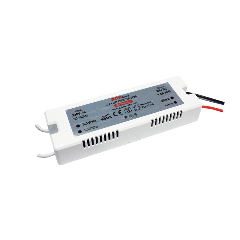 MINI PLASTIC CV LED DRIVER 36W 230V AC-24V DC 1.5A IP20 WITH CABLES ACA MP36CV24