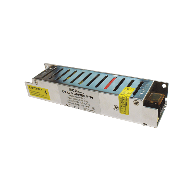 METAL CV LED DRIVER 80W 230V AC-24V DC 3.33A IP20 WITH TERMINAL ACA NM80CV24