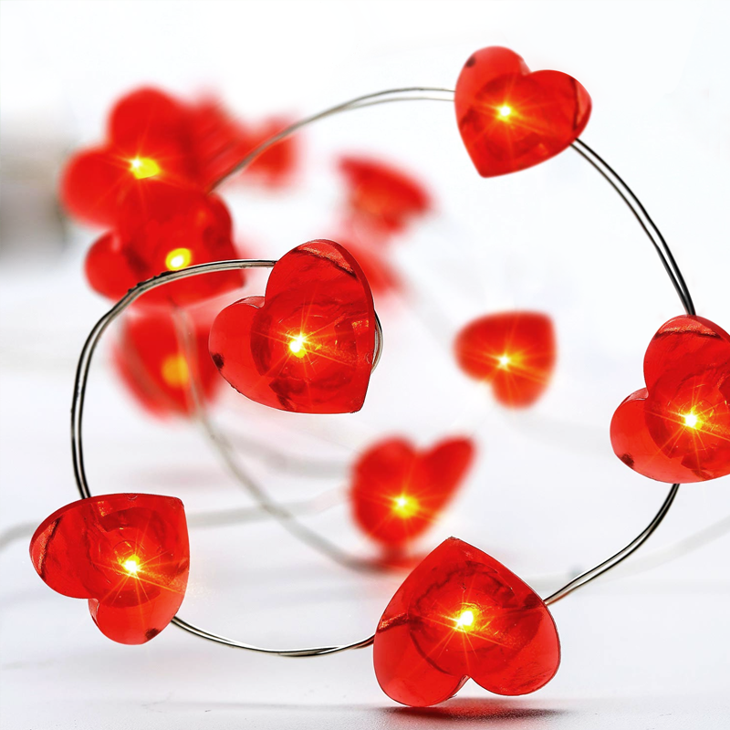 "RED HEART", 20 LED  ΛΑΜΠ. ΧΑΛΚΟΥ, ΚΟΚΚΙΝΟ,  ΑΣΗΜΙ. ΚΑΛ. & ΜΠΑΤ. 2xAA, IP20, 2M+10CM, 1.2W ACA X01204115