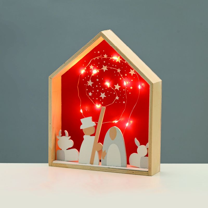 WOODEN HOUSE  10 LED ΛΑΜΠ ΚΑΛΩΔΙΟ ΧΑΛΚΟΥ ΘΕΡΜΟ ΣΤΑΘΕΡΟ ΜΠΑΤ (2ΧΑΑA) 20*4,5*25cm IP20 ACA X0511126