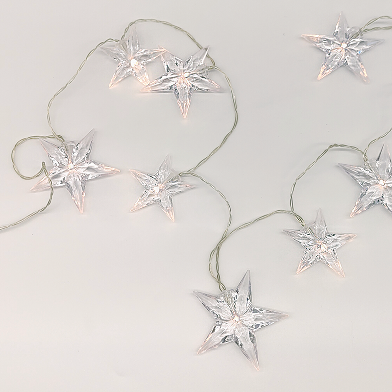 "PLASTIC BIG&MEDIUM STARS", 10 LED ΛΑΜΠ. ΣΕΙΡΑ ΜΠΑΤ. (3xAA), WW,IP20, 135+30cm, ΔΙΑΦ. ΚΑΛ. ΤΡΟΦ. ACA X061011242