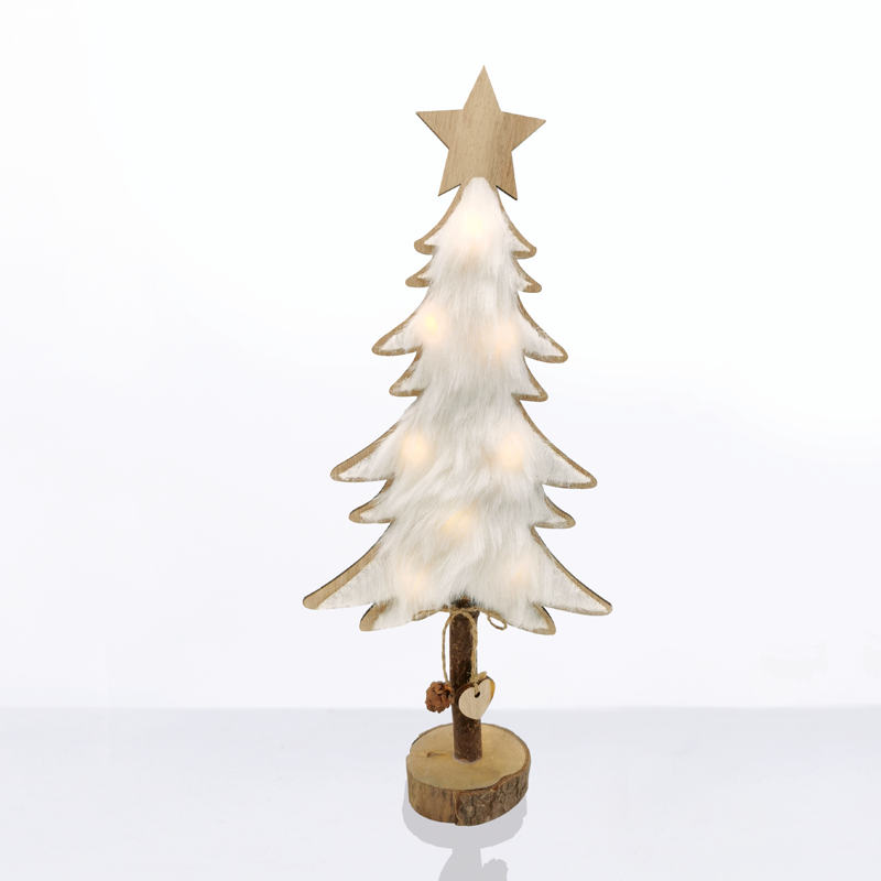 "WOODEN TREE WHITE FUR" 8 MINI LED ΛΑΜΠ. ΜΠΑΤ. (2xAAA), WW,IP20, 17.5X7X35CM ACA X06811219