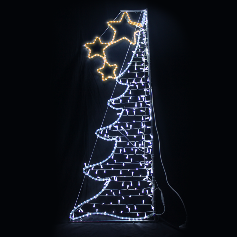 "HALF XMAS TREE", 252&200LED ΕΠΙΣT ΣΧΕΔ 7mΜΟΝΟΚ. ΦΩΤ+ΛΑΜ ΣΕΙΡ,CW+ΚΙΤΡ ΣΤΑΘ,IP44,750x200CM,1.5m ΤΡ ACA X082522219