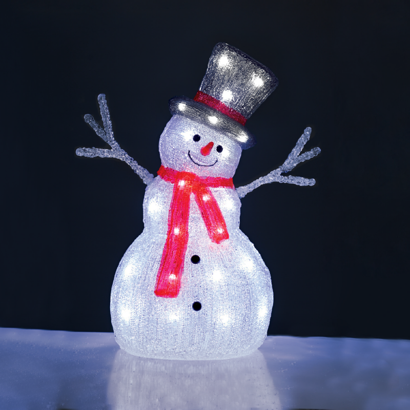 ACRYLIC STANDING SNOWMAN 40 LED ΨΥΧΡΟ ΛΕΥΚΟ 31*22*45cm IP44 5m ΚΑΛ ACA X085402539