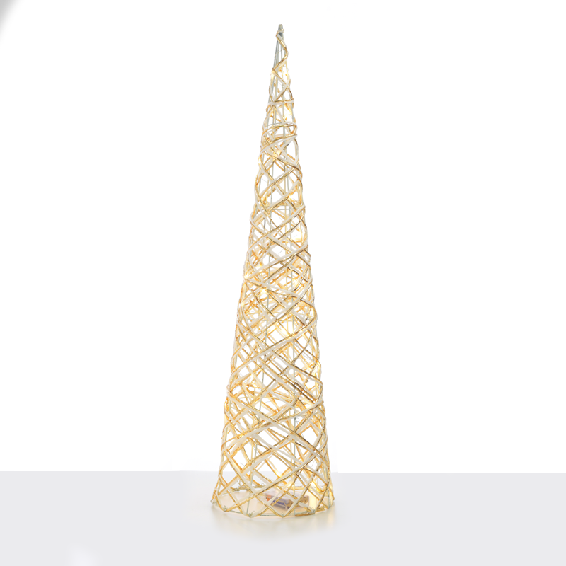 "WHITE & GOLD CONE TREE" 40 MINI WW LED ΛΑΜΠ. ΜΠΑΤ. 3ΧΑΑ,IP20 Φ20.5X80CM ACA X11401117