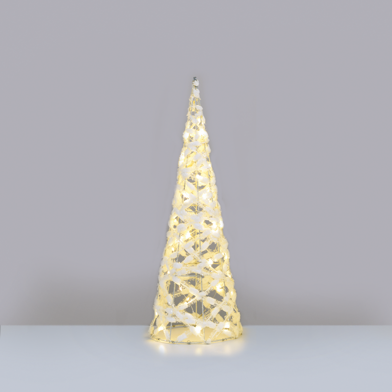 "WHITE COTTON THREAD CONE TREE" 40 MINI WW LED ΛΑΜΠ. ΜΠΑΤ. 3ΧΑΑ,IP20 Φ20.5X60CM ACA X11401119