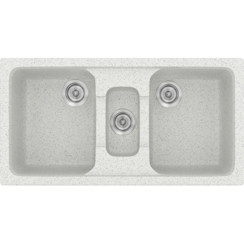 Νεροχύτης Κουζίνας Συνθετικός 97x51εκ. Ένθετος σε ερμάριο 100 εκ.Χρώμα Granite White Ice Sanitec Classic 325-01