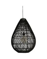 Φωτιστικό Κρεμαστό Ø37xH200cm 1xE27 Rattan Ψάθα Μαύρο Eurolamp 144-33020