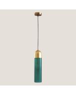 Φωτιστικό Κρεμαστό Ø10xH190cm 1xE14 220V 50/60Hz Gold & Green Glass Eurolamp Arte Illumina 144-40011