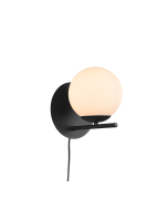 Απλίκα Επίτοιχη 20xH18cm 1xE14 Black Matt- Γυαλί Λευκό Trio Lighting Pure 202000132