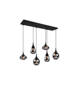 Φωτιστικό Κρεμαστό L93xH300cm Εξάφωτο 6xE14 Μελί Black Mat Trio Lighting Lumina 317000632