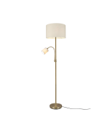 Φωτιστικό Δαπέδου 40xH170cm 1xE27 με Βοηθητικό Διαβάσματος 1xE14 Brassed Color Βραχίονας Λευκό Υφασμάτινο Καπέλο Trio Lighting Hotel 403900208