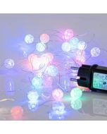 Λαμπάκια Μπαλίτσες IP44 Opal Multi Led 100,Μετασχηματιστής,Ασημί Χαλκός Καλώδιο Eurolamp 600-11926