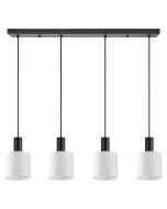 SE21-BL-4-4BL-SH1 ADEPT TUBE Black Pendant White Fabric Shade+ HOMELIGHTING 77-8511