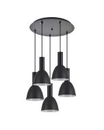 SE21-BL-4-5BL-MS2 ADEPT TUBE Black Pendant Black Metal Shade+ HOMELIGHTING 77-8552