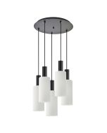 SE21-BL-4-5BL-GL3 ADEPT TUBE Black Pendant White Glass+ HOMELIGHTING 77-8566