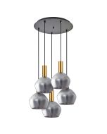 SE21-GM-4-5BL-GL2 ADEPT TUBE Gold Matt Pendant Smoked Glass+ HOMELIGHTING 77-8586