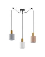 SE21-GM-4-BL3-SH12 ADEPT FLEX Gold Matt Pendant White, Grey, Brown Fabric Shade+ HOMELIGHTING 77-8949