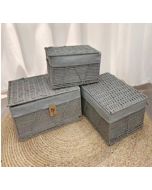 Σετ 3 Καλάθια από Bamboo σε Γκρί 40x30x20cm, 35x25x18cm, 30x20x14cm Etoile AB-013A