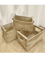 Σετ 3 Καλάθια Bamboo σε Φυσικό 36x23x24cm,31x19x13cm,26x15x12cm Etoile AB-014A