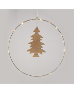 "HANGING CIRCLE WOODEN TREE" 20 MINI LED WW Λ/ΚΙΑ ΜΠ/ΡΙΕΣ (3AA) IP20 Φ30CM (9.5Χ16CM), 30CM ΔΙΑΦ.  ACA X09201106