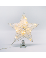 "WHITE GLITTER THREAD COTTON CONVEX STAR" 20 MINI WW LED ΛΑΜΠ. ΜΠΑΤ. 3ΧΑΑ,IP20 23x5x20cm ACA X11201126