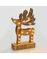 "“WOODEN REINDEER  DECOR LIGHTS” ΤΑΡΑΝΔΟΣ 16 LED ΛΑΜΠΑΚ ΜΠΑΤΑΡ(2xAAA) ΘΕΡΜΟ ΛΕΥΚΟ IP20 19x33x6cm " ACA XDEERWW333A