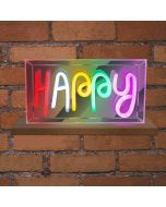 Φωτιζόμενη Κορνίζα Neon Led Strips Happy 230x40x127mm 10w 5V 2A USB Καλώδιο 1m Enjoy EL131209