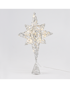 "SILVER & WHITE BEAD STAR " 20 MINI WW LED ΛΑΜΠ. ΜΠΑΤ. 3ΧΑΑ,IP20 37x5x20cm ACA X11201130