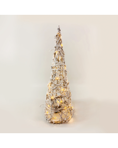 "RATTAN CONE TREE WITH SNOW" 50 MINI WW LED ΛΑΜΠ. ΜΠΑΤ. 3ΧΑΑ,IP20 Φ27.5X90CM ACA X11501110